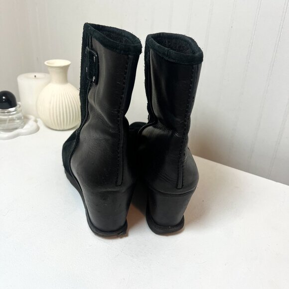 Marc Jacobs Black Suede and Leather Boots Booties Wedge Platform Black - Picture 11 of 12
